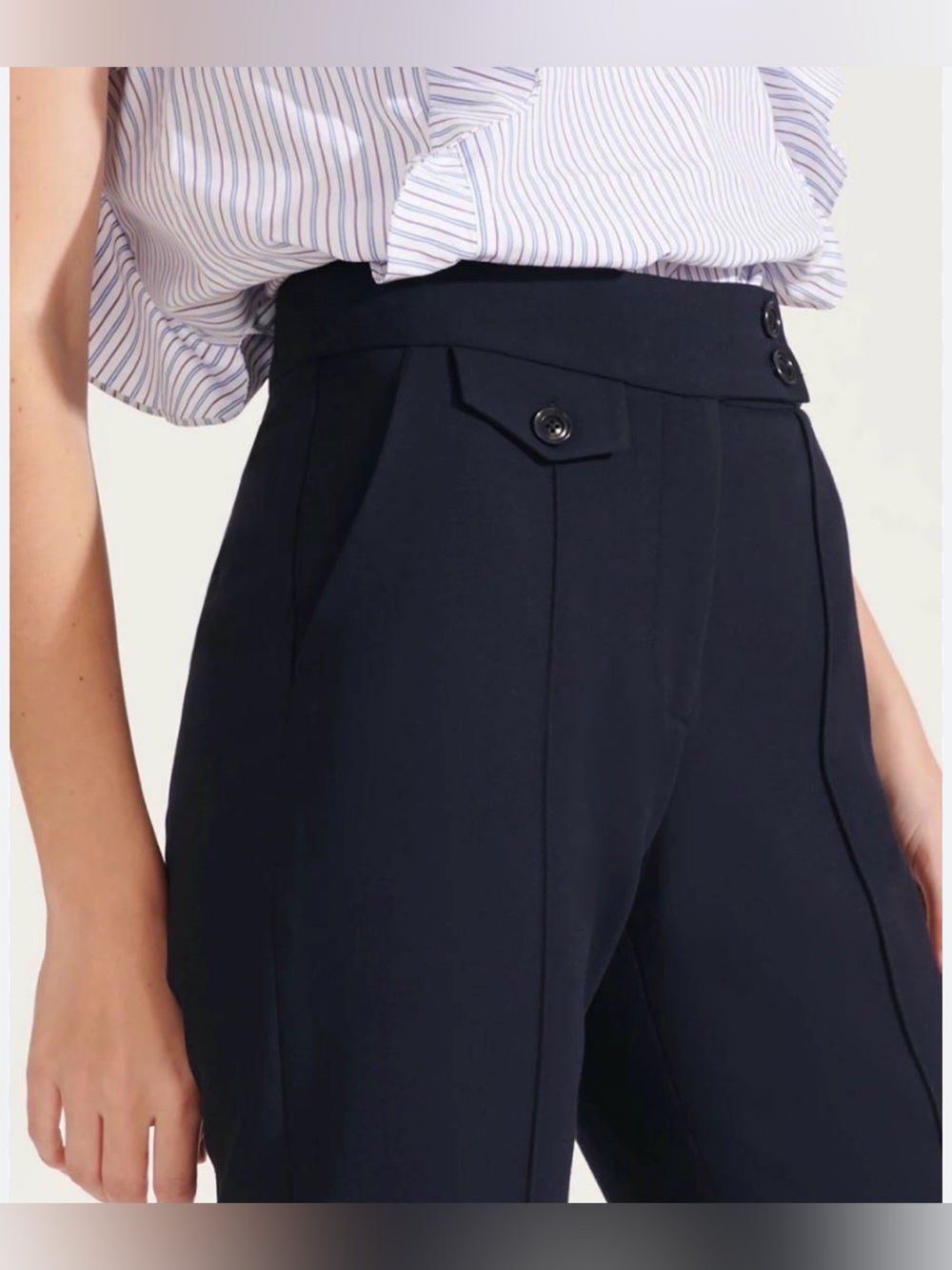 Veronica Beard Renzo Crop Pants Navy Classic Style sz 8